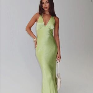 Princess Polly Green Satin Dress